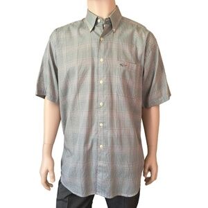 GREG Norman Button Down Collar Dress Golf Casual Shirt Light Green Plaid NWT